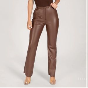 Meshki brown leather pants like new